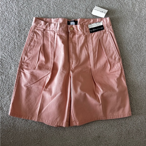 NWT Polo Ralph Lauren Tyler Men’s Golf Chino Pleated Shorts Cotton Salmon Pink